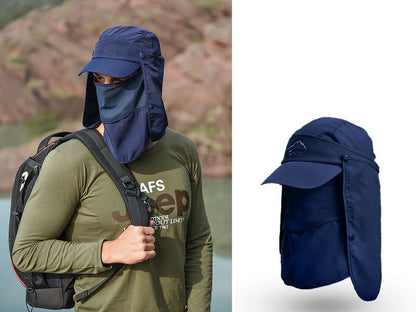 NAVY- Sun Hat Wide Brim Bucket Hats Outdoor Fishing Hiking Cap UV Protection