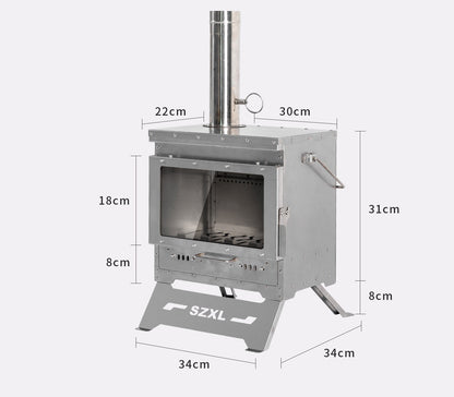 Wood Burning Stove – Outdoor Winter Heating Stove with Fire Viewing Glass