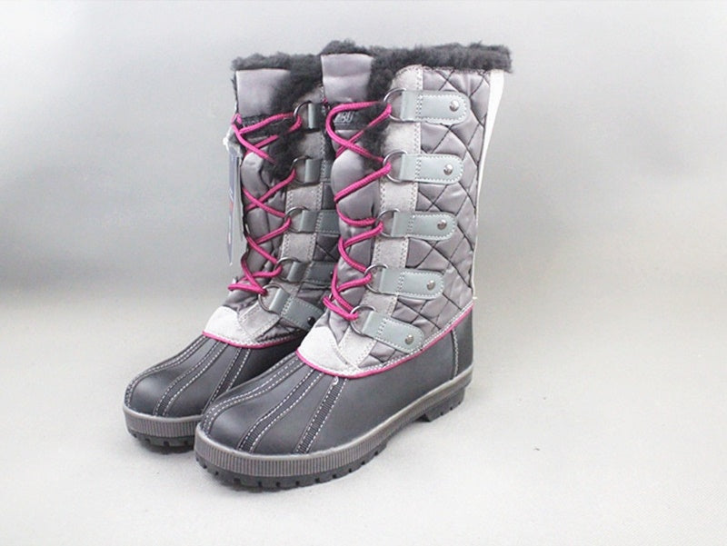 Winter Fluffy Collar Fleece Lining Lace-Up Warm Women Snow Explorer Boots 40