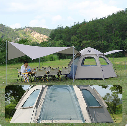 Pop-up Hexagonal Double-Layer Waterproof Tent + Winged Canopy