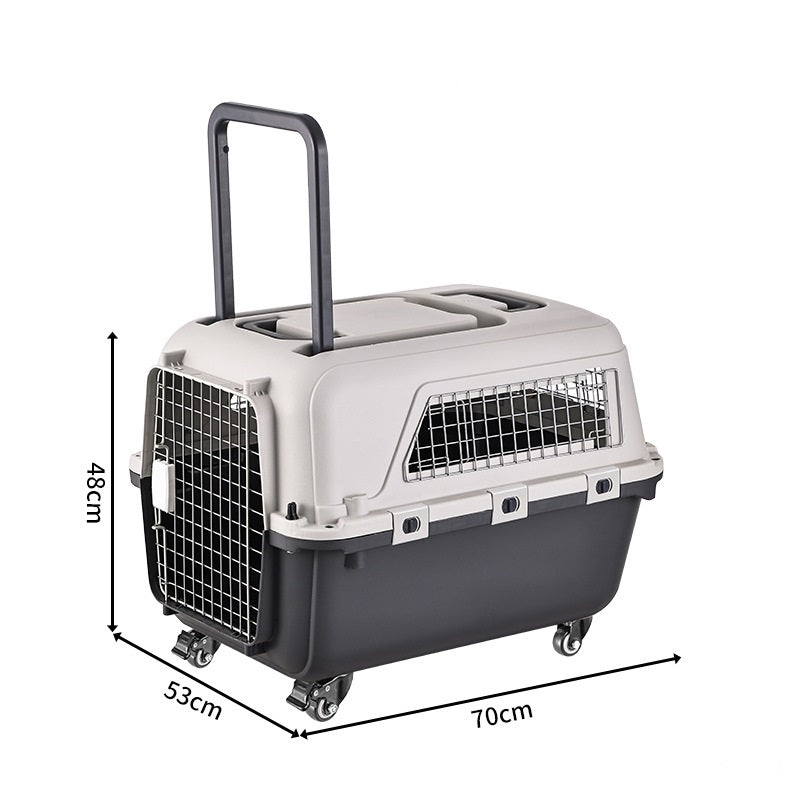 70cm - Wheeled Plastic Airline Travel Cage/Carrier/Crate