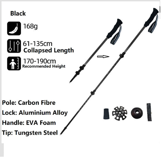 Carbon Fibre Hiking Poles – Ultra-Lightweight 3-Section Adjustable Trekking Poles LBDS11687