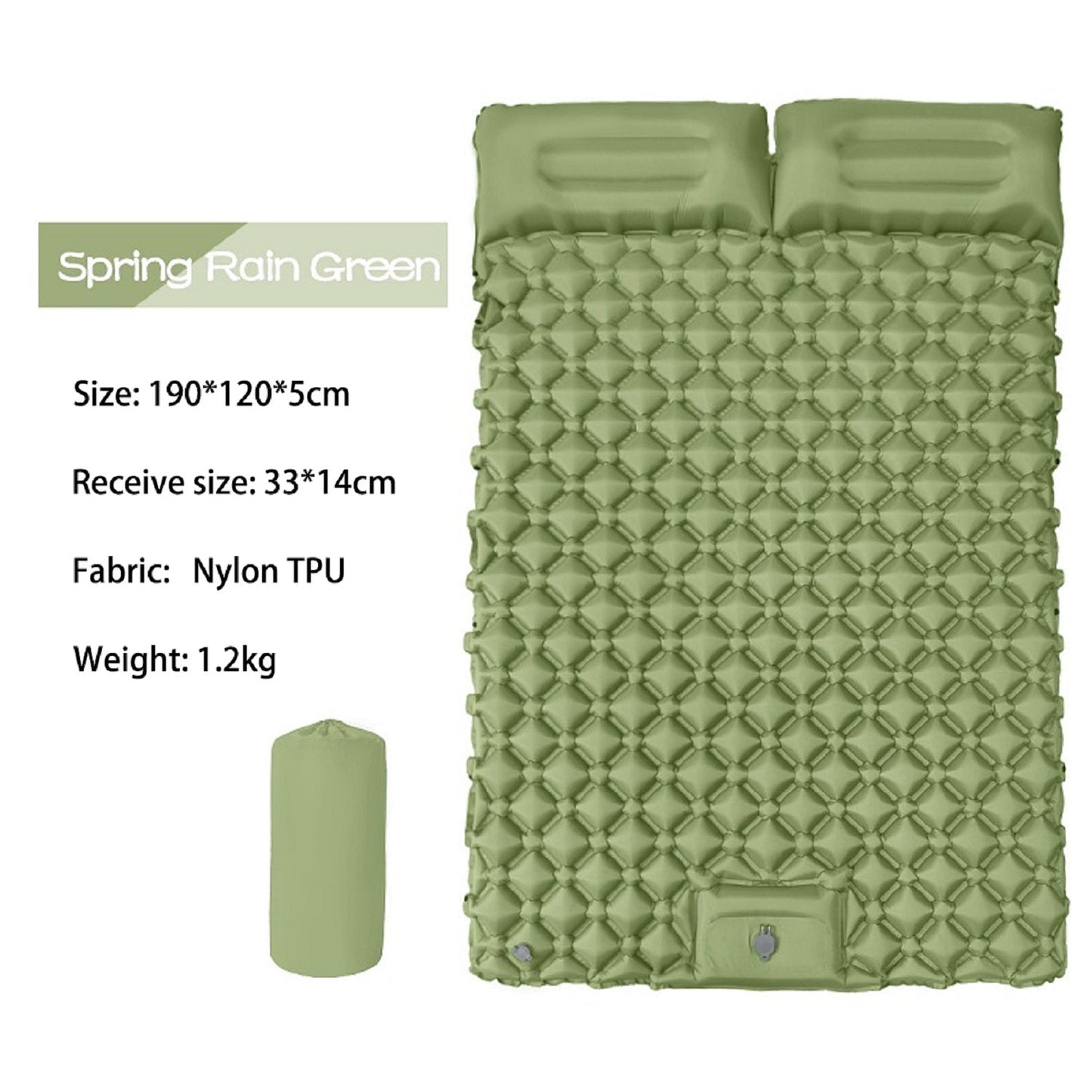 Ultralight 2 Person Inflatable Camping Sleeping Mat with Built-in Foot Pump and Pillow YFHW7016