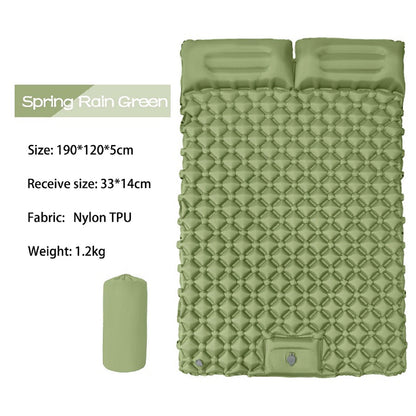 Ultralight 2 Person Inflatable Camping Sleeping Mat with Built-in Foot Pump and Pillow YFHW7016