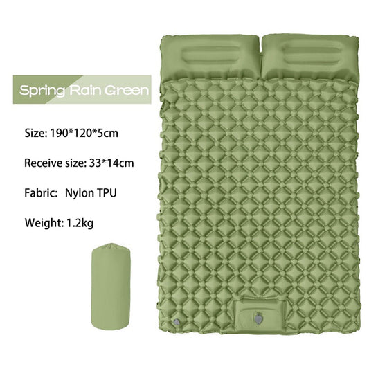 Ultralight 2 Person Inflatable Camping Sleeping Mat with Built-in Foot Pump and Pillow YFHW7016