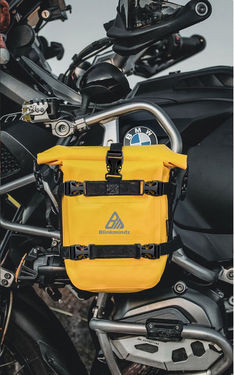 Motorcycle Waterproof PVC Crash Bar Bag – 5–8L Roll-Top Adventure Storage Pouch BQF1125