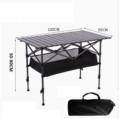Ecotrek 120cm Length Foldable Camping Table – Portable Outdoor Table with Adjustable Height ZF1468