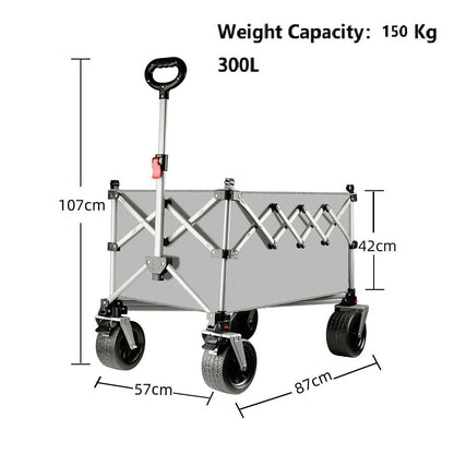 Ecotrek Foldable All-Terrain Wagon Cart 300L Heavy Duty Beach Cart XY3104