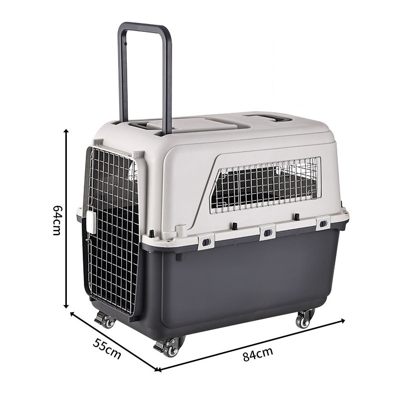 84cm - Wheeled Plastic Airline Travel Cage/Carrier/Crate