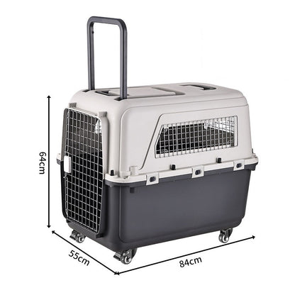 84cm - Wheeled Plastic Airline Travel Cage/Carrier/Crate
