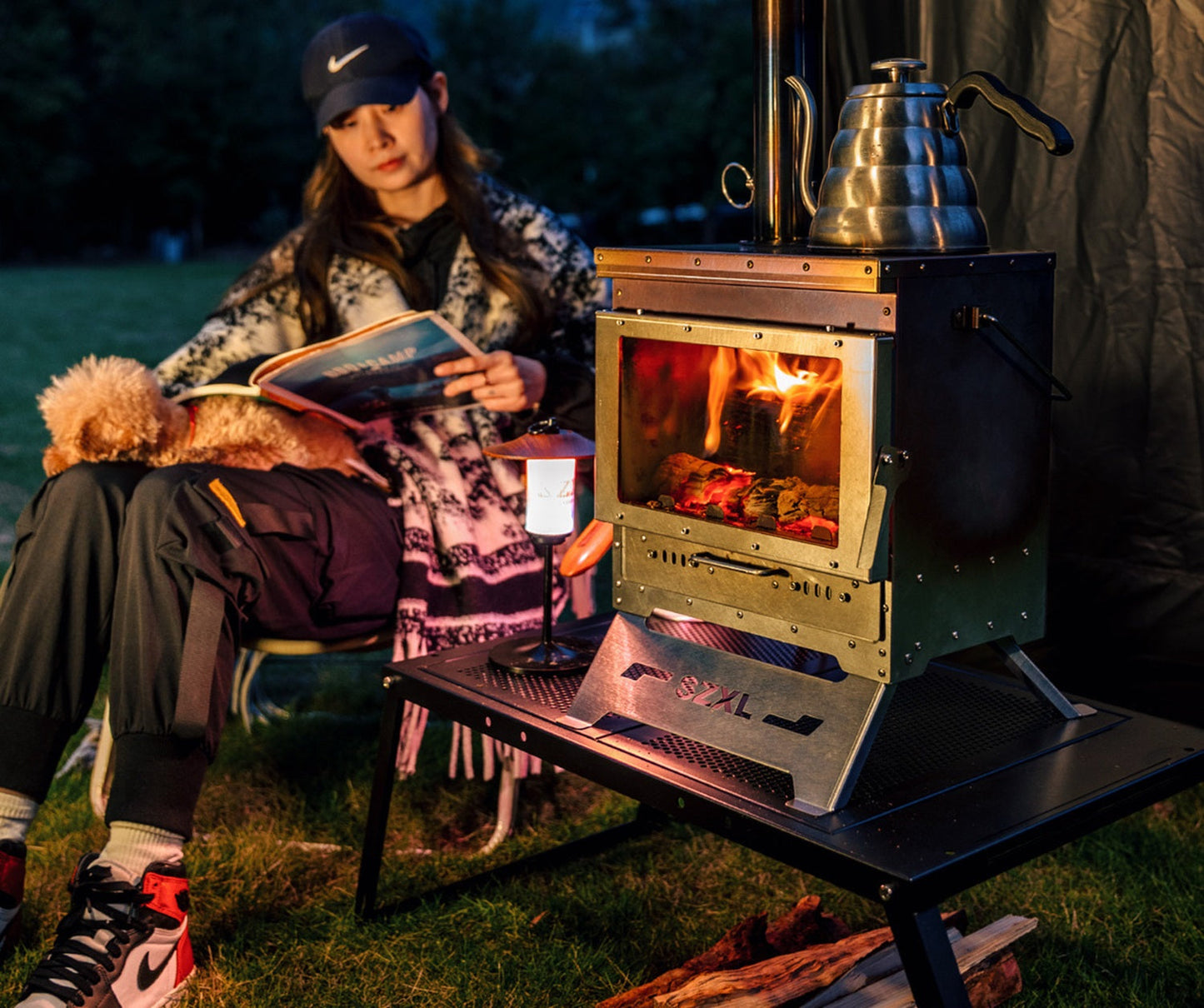 Wood Burning Stove – Outdoor Winter Heating Stove with Fire Viewing Glass