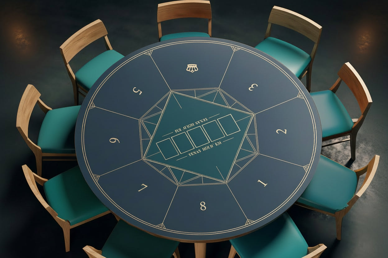 Poker Table Mat 8 Players Texas Hold'em Poker Mat 120cm Round Anti-Slip Rubber