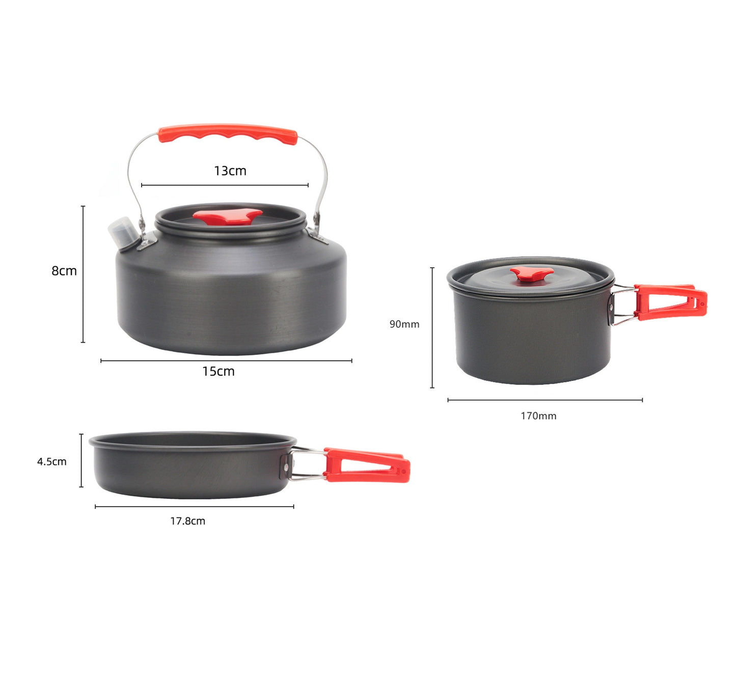 Portable Integrated Camp Cookware Set - Aluminium Carbide Cookset for Travel, Camping, Hiking, Picnic & BBQs HL57507