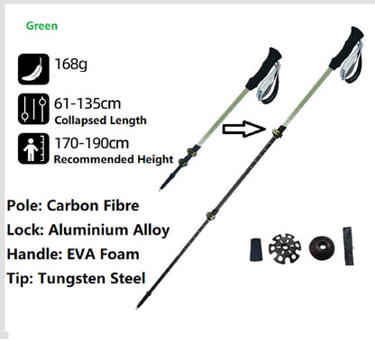 Carbon Fibre Hiking Poles – Ultra-Lightweight 3-Section Adjustable Trekking Poles LBDS11687