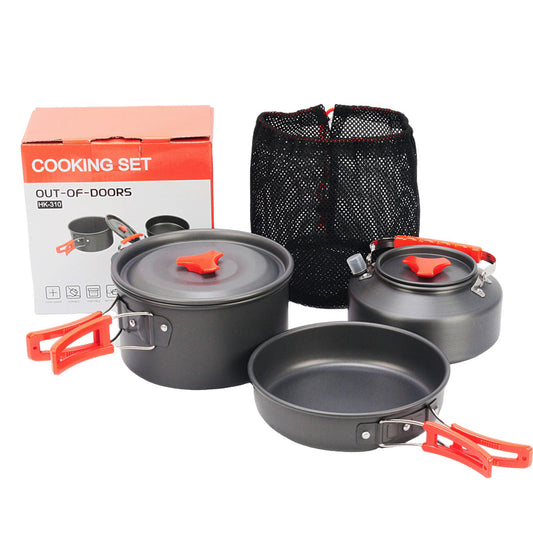 Ecotrek Portable Integrated Camp Cookware Set - Aluminium Carbide Cookset for Travel, Camping, Hiking, Picnic & BBQs HJ57507