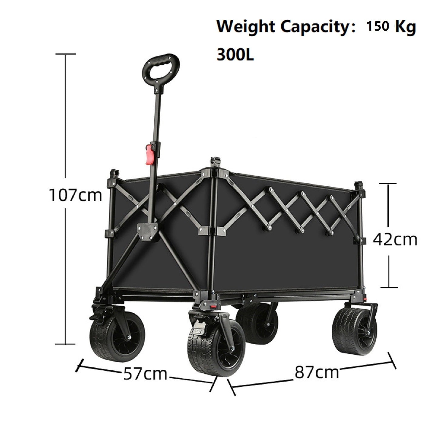 Foldable All-Terrain Wagon Cart 300L Heavy Duty Beach Cart XY1102