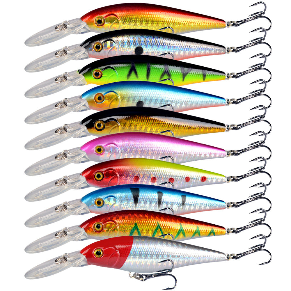 10 Pack Fishing Lures Hard Baits, 3D Eyes Minnow Fishing Lures 11cm 10.5g