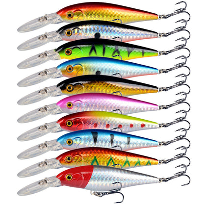 10 Pack Fishing Lures Hard Baits, 3D Eyes Minnow Fishing Lures 11cm 10.5g