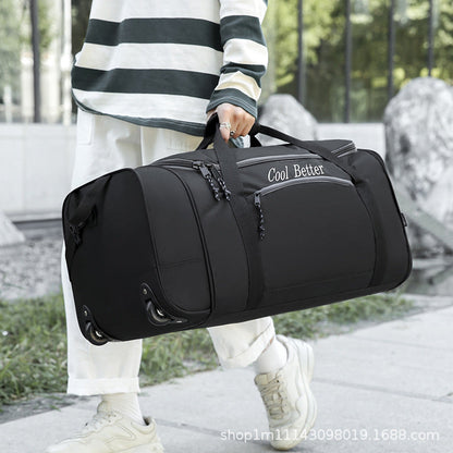 55L Foldable Rolling Duffel Bag with 2 Wheels – Waterproof Oxford Weekender Travel Bag FL6121
