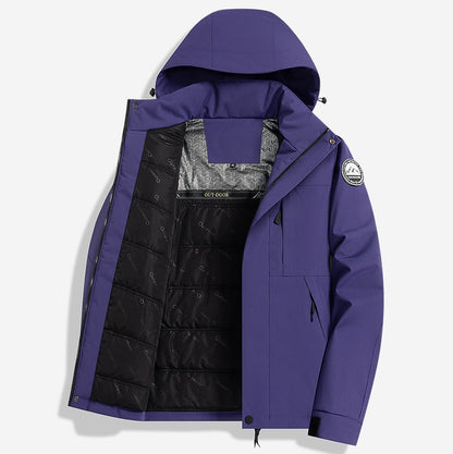 Thickened Lined Heated Jacket Waterproof Purple