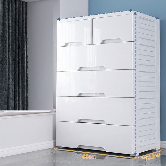 6 Drawer Rolling Plastic Storage Organizer Cabinet - white