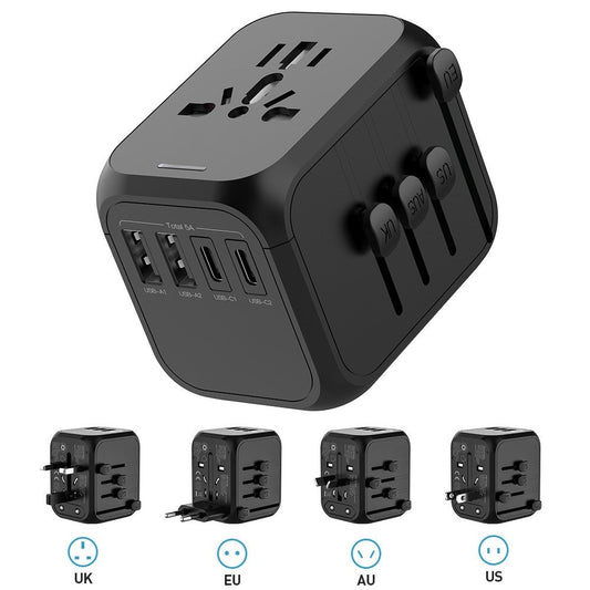 International Travel Adapter Charger Universal Plug For EU UK AU US with USB USB-C Ports