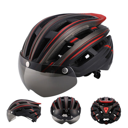HT-22 Adult Bike Helmet – Lightweight Cycling Helmet with Magnetic Goggles & LED Tail Light HT43204