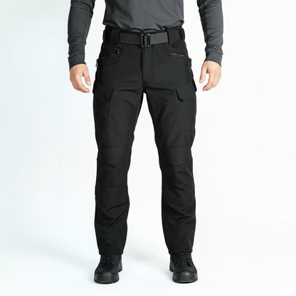 Men's Tactical Pants Water Resistant Cargo Pants Soft Shell Fleece Lined BLACK