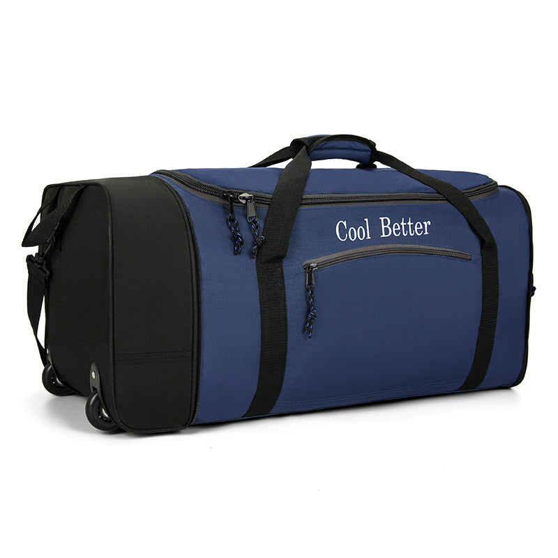 55L Foldable Rolling Duffel Bag with 2 Wheels – Waterproof Oxford Weekender Travel Bag FL6121