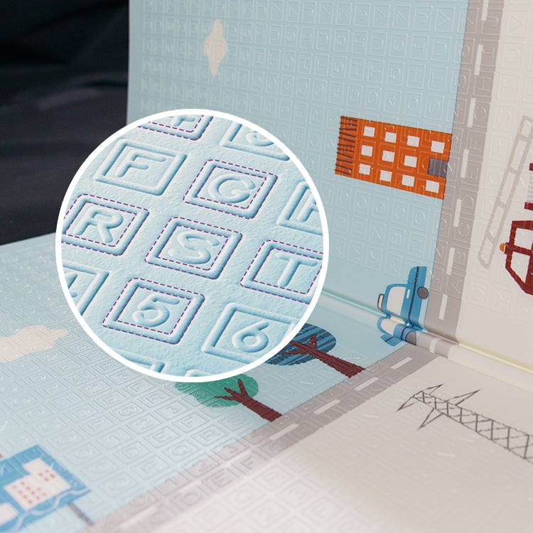 180x150x1 cm Foldable Baby Playmat with Carry Bag - City Road & Curve Both Sides-J