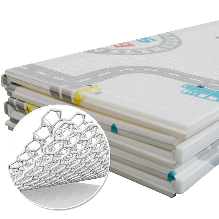 200x180x1 cm Foldable Baby Playmat with Carry Bag - City Road & Ship Double Sides-C