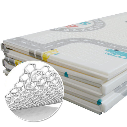 200x180x1 cm Foldable Baby Playmat with Carry Bag - City Road & Ship Double Sides-C