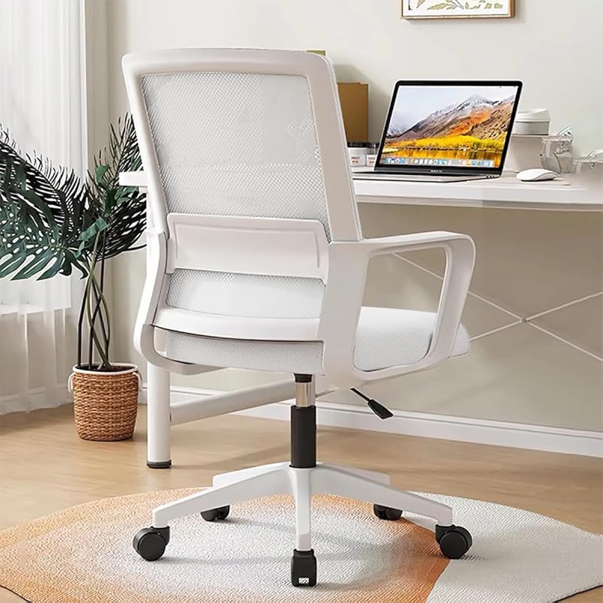 Office Chair Swivel Chair Ergonomic Office Chair (White)