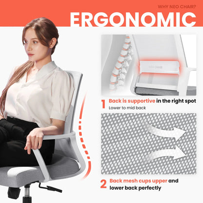 Office Chair Swivel Chair Ergonomic Office Chair (White)
