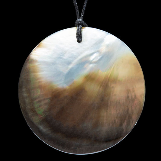 Small Black Pearl Disc Pendant Tiny = 20mm Long (0.75 Inches)