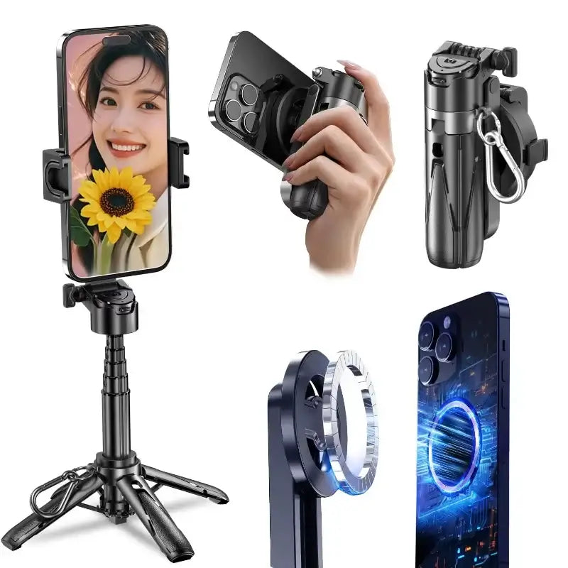 Phone Magnetic Selfie Stick Tripod Mini Handle Foldable with Remote