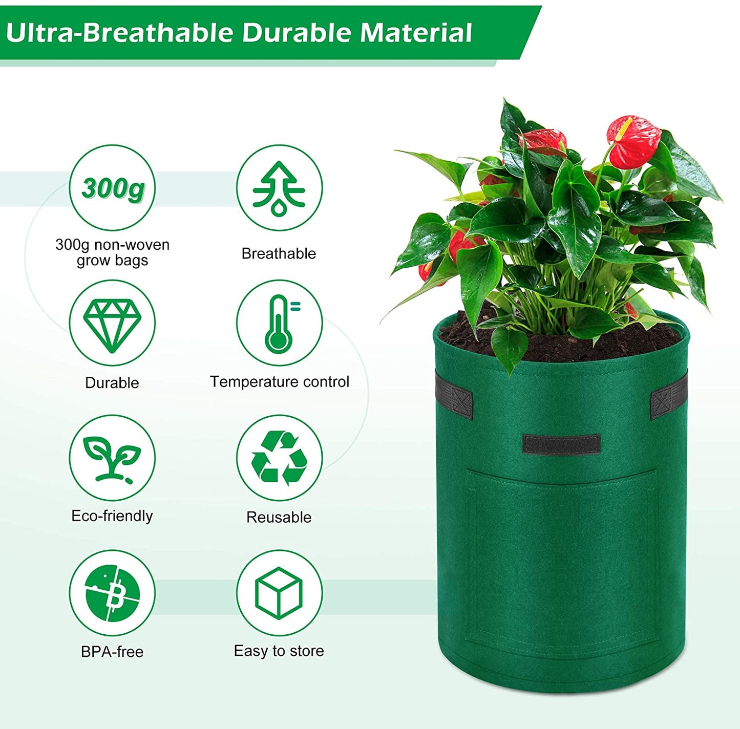 Plant Grow Bag with Window 25L 4PCs