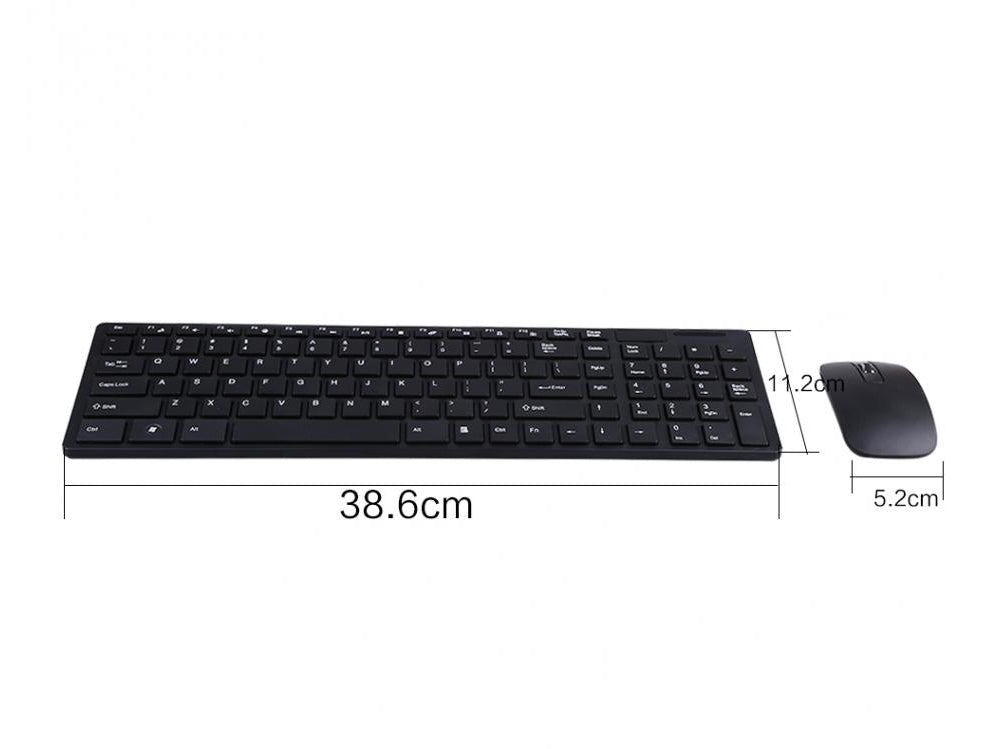 Wireless Keyboard And Mouse Slim Full Black - The Shopsite