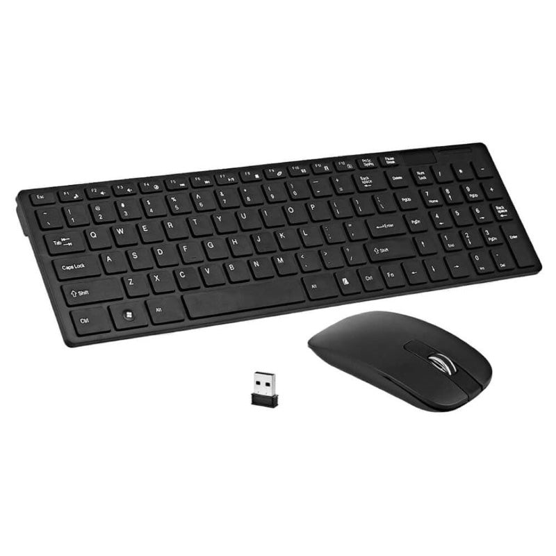 Wireless Keyboard And Mouse Slim Full Black - The Shopsite