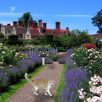 Ultrasonic Solar Powered Insect Animal Repeller Pir Dog Cat Scarer