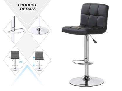 Bar Stools 2Pcs Black PU Leather - The Shopsite