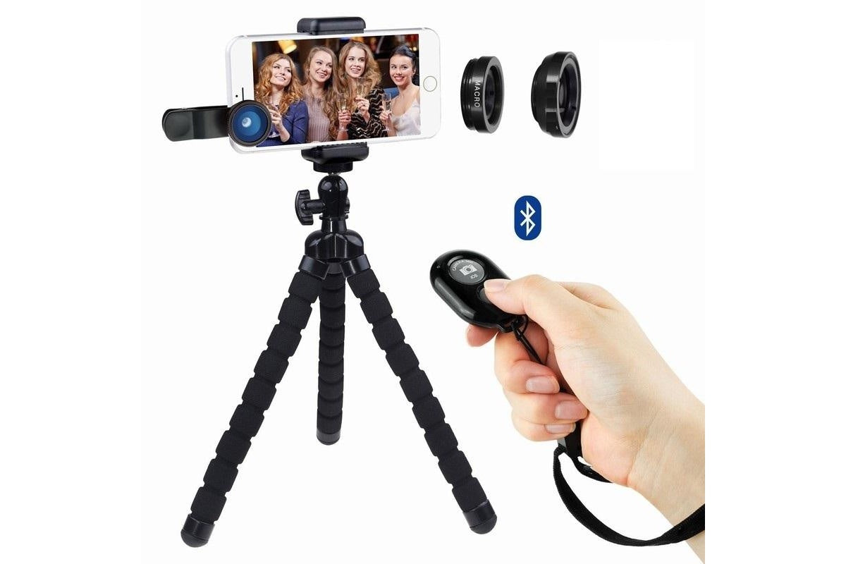iPhone Tripod Mount Holder Stand + Bluetooth Selfie remote