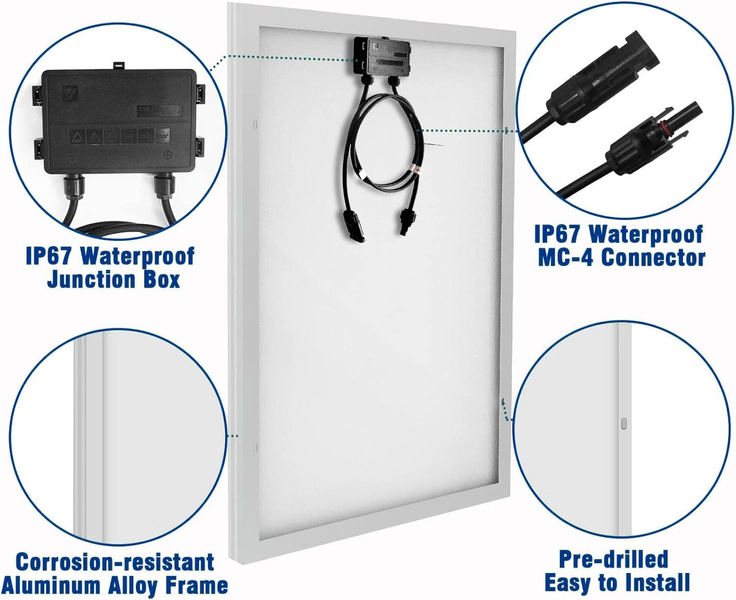 Solar Panel 150 Watt 12-18 Volt Monocrystalline Controller Z Brackets Cables