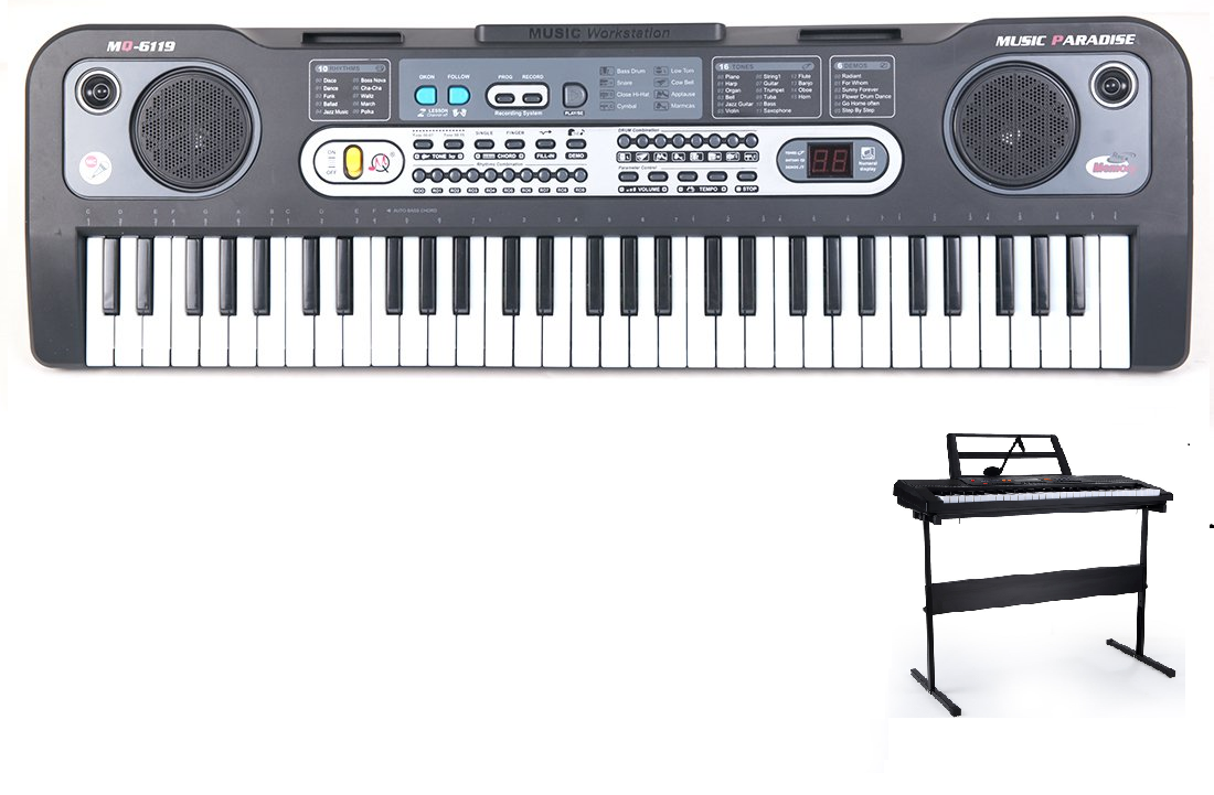 Keyboard Piano with Piano Music and Piano Stand
