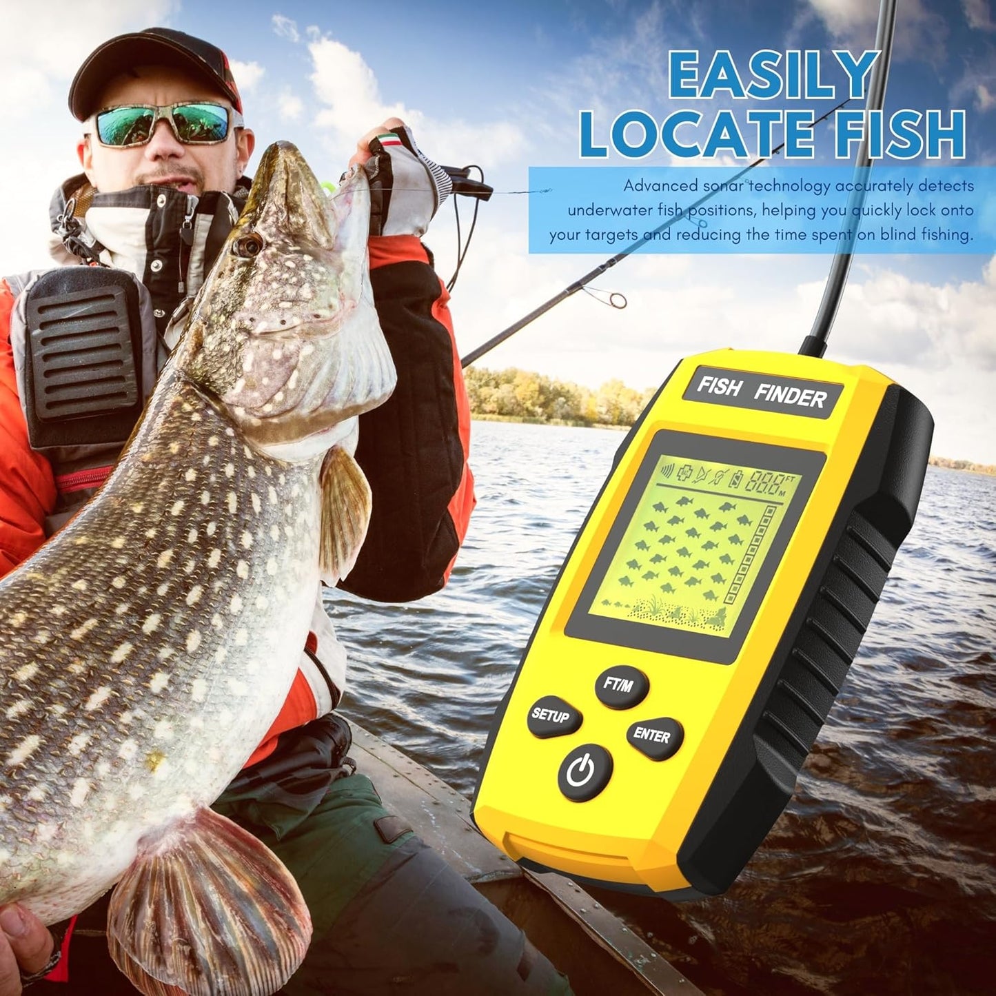 Sonar LCD Fish Finder Fishing Tools Echo Sounder for Fishing