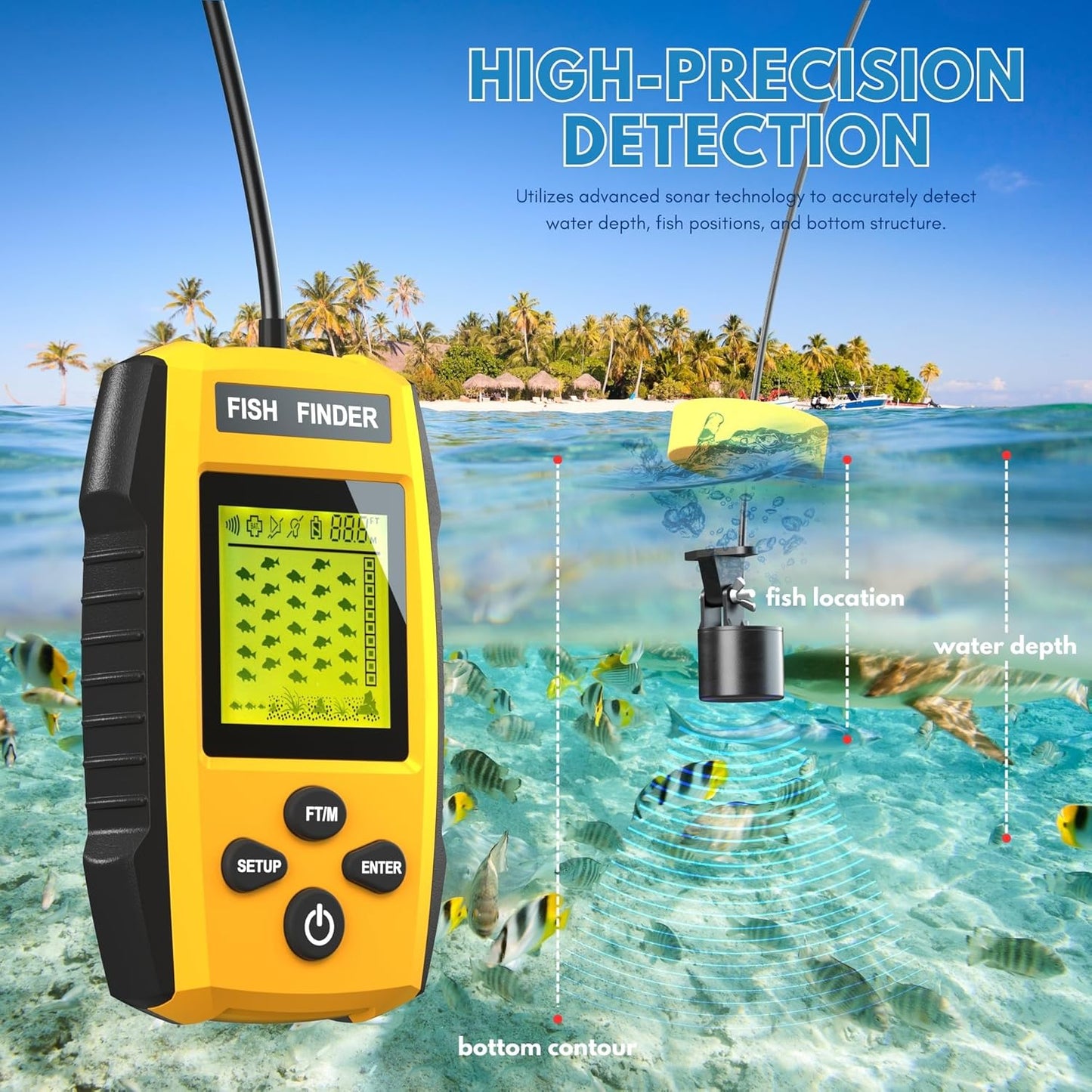 Sonar LCD Fish Finder Fishing Tools Echo Sounder for Fishing