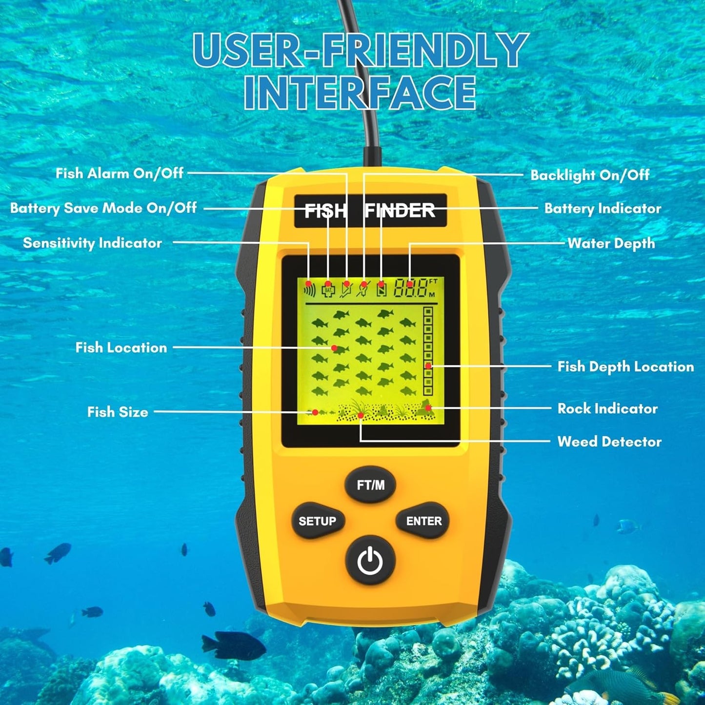 Sonar LCD Fish Finder Fishing Tools Echo Sounder for Fishing
