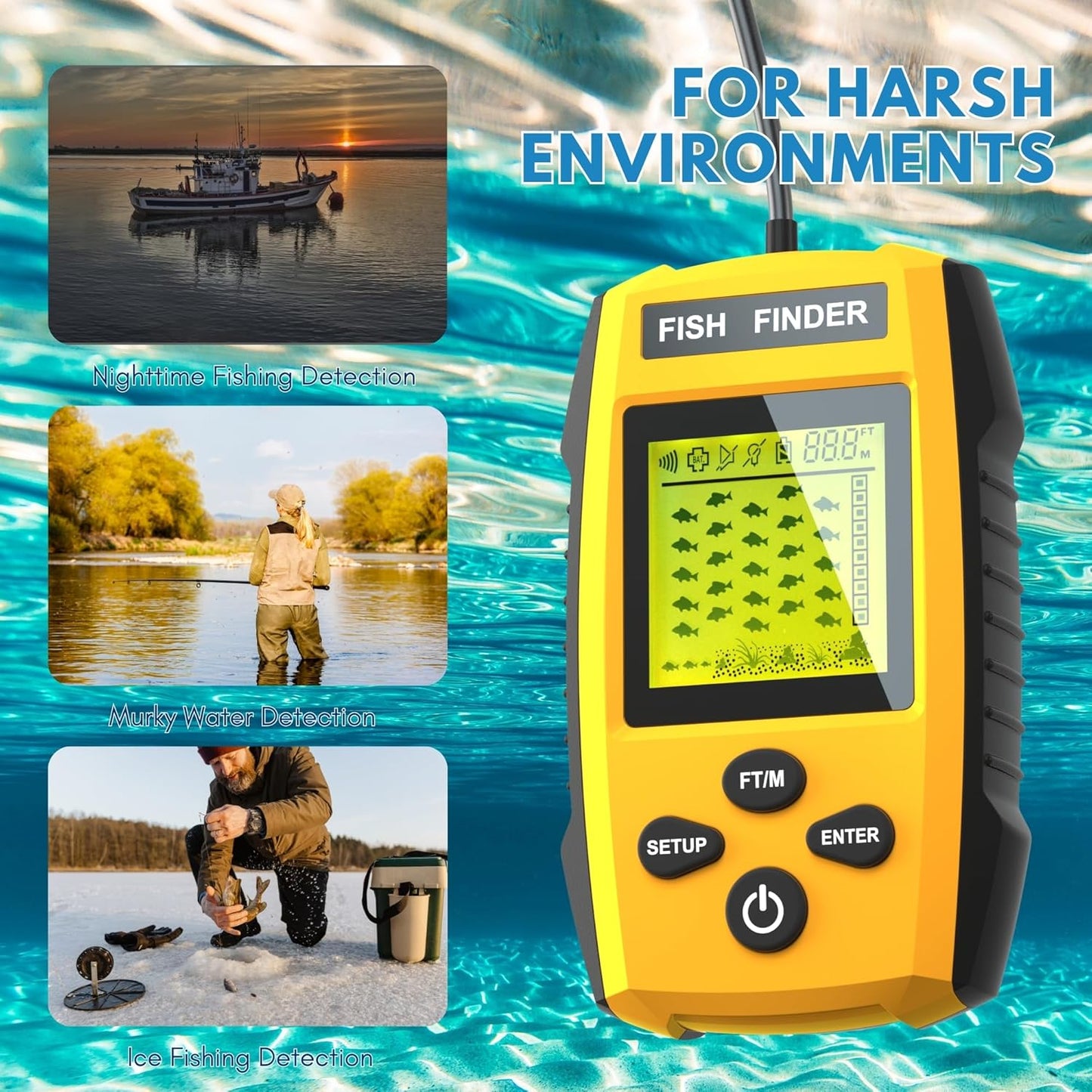Sonar LCD Fish Finder Fishing Tools Echo Sounder for Fishing