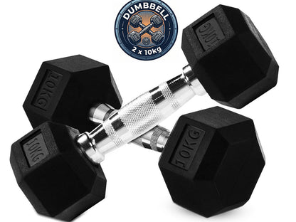 Dumbbell Set - 2 x 10kg Hex Weights