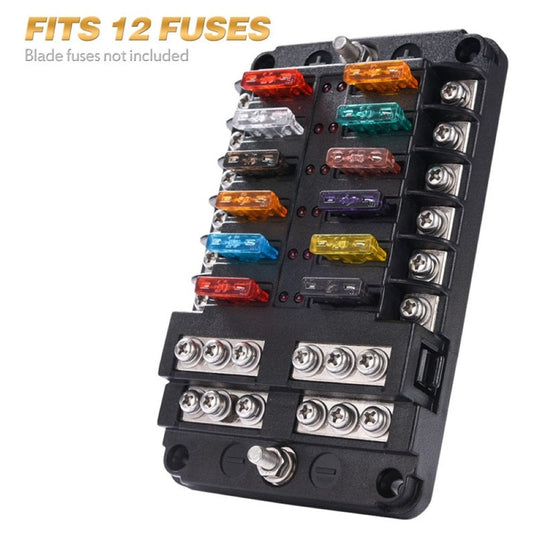12 Circuit Negative Bus Blade Fuse Block